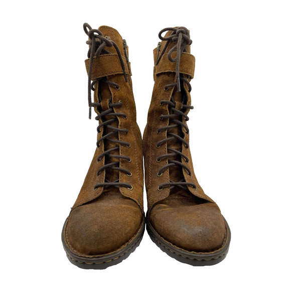 BORN Women's Block Heel-Rust Brown Tobacco Distressed Suede Boots Size 8.5 - Picture 3 of 13